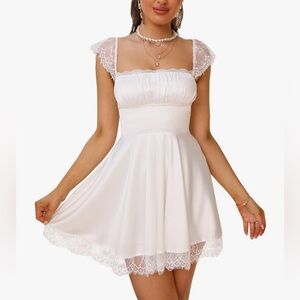 white lace mini dress